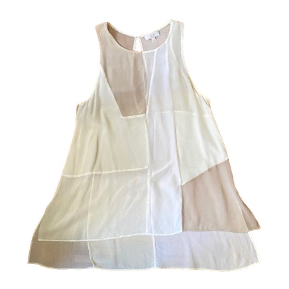 Aritzia Wilfred tank top, 100% silk, color bock multicolor, semi-sheer